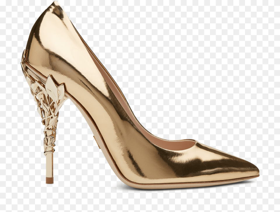 Gold Metallic Calf Leather With Light Gold Leavesquotdata Basic Pump, Clothing, Footwear, High Heel, Shoe Free Transparent Png