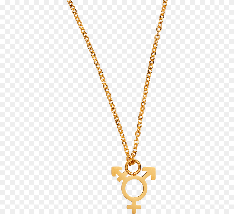 Gold Necklace With Transgender Symbol Charm Chain, Accessories, Jewelry, Diamond, Gemstone Png Image