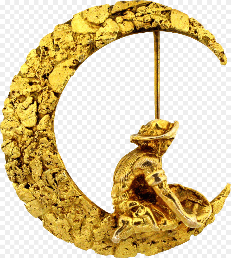 Gold Nugget Crescent Brooch Fish Free Png Download