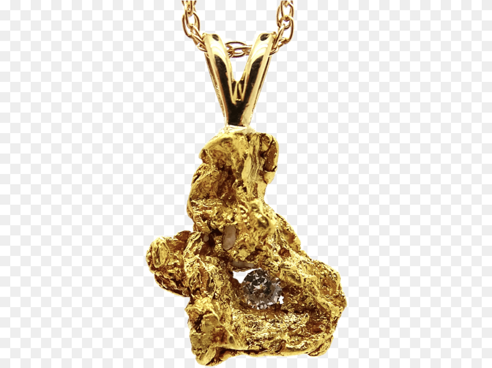 Gold Nugget Diamond Pendant Pendant, Accessories, Gemstone, Jewelry, Person Free Transparent Png
