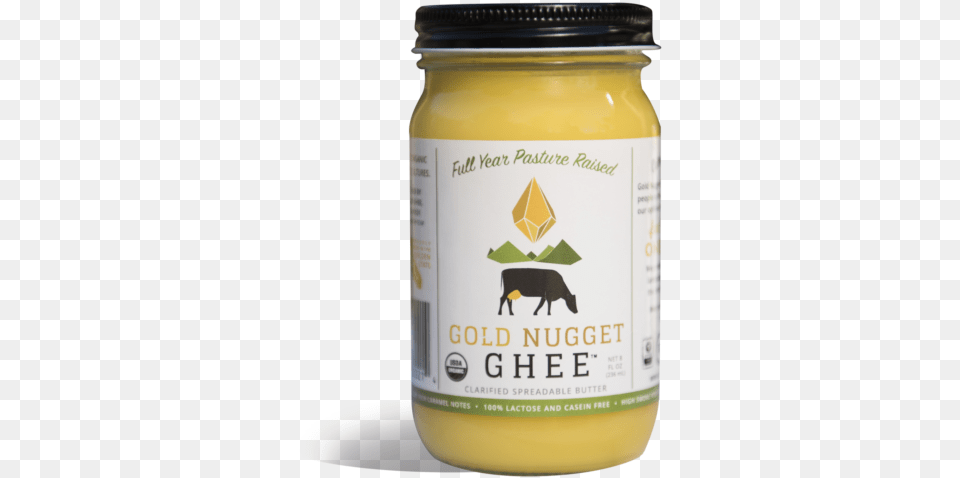 Gold Nugget Ghee Full Year Pasture Raised Traditional Ghee Ghee, Jar, Animal, Cattle, Cow Free Png