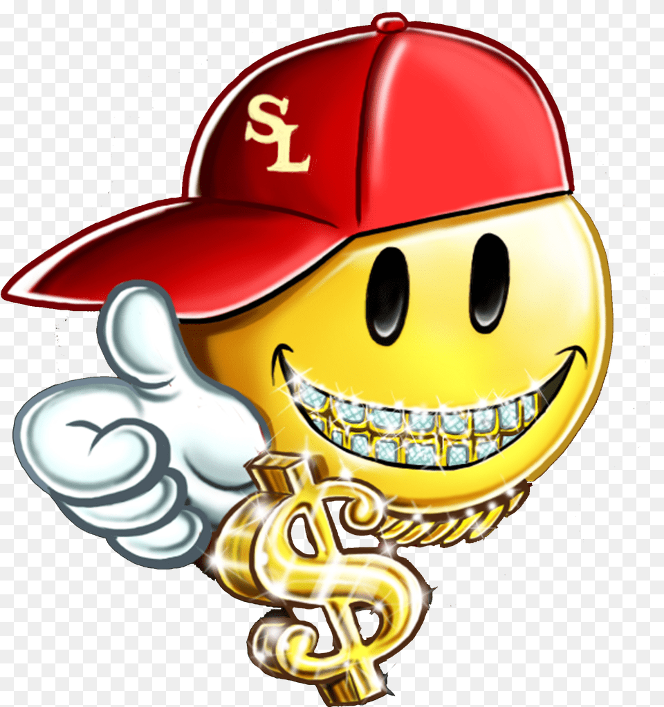 Gold Nugget Style Emoji With Gold Teeth, Baseball Cap, Cap, Clothing, Hat Png