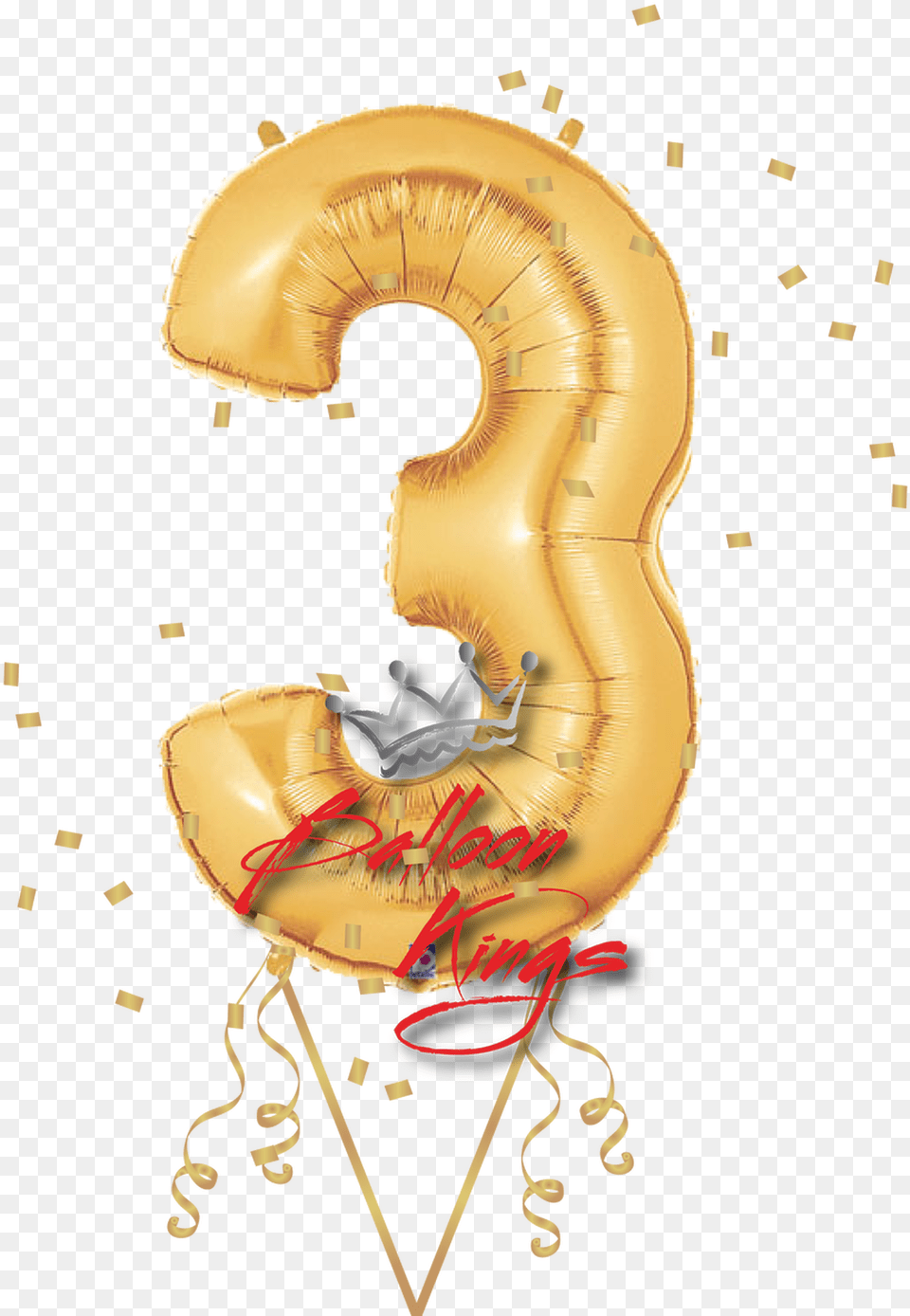 Gold Number 3 Balloon, Text, Symbol Free Png