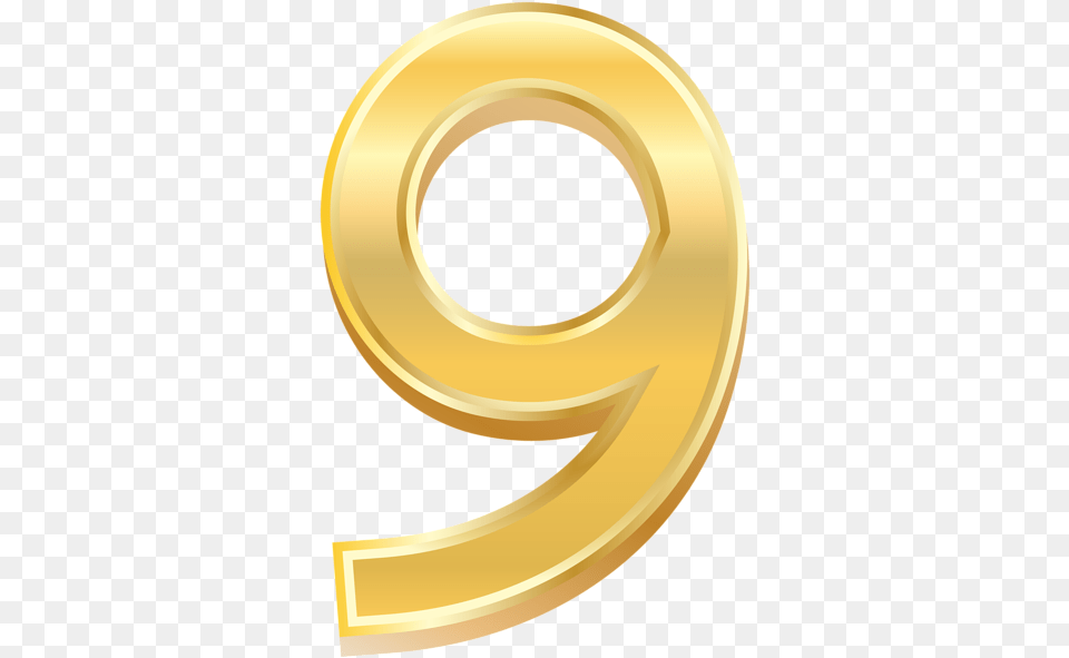 Gold Number 9, Symbol, Text, Disk Png Image