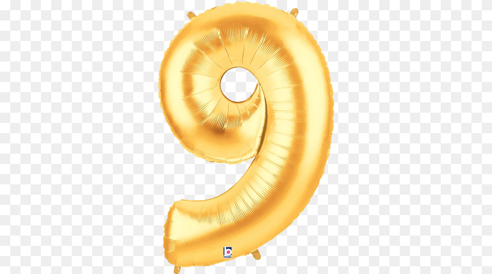 Gold Number 9 Foil Balloon Letters Foil 9 Balloon, Bread, Food, Bagel Free Png Download