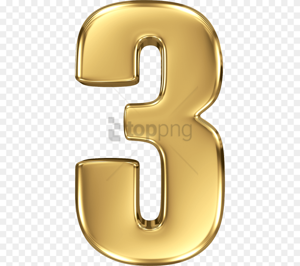 Gold Number Number 3 Gold, Symbol, Text, Smoke Pipe Free Png