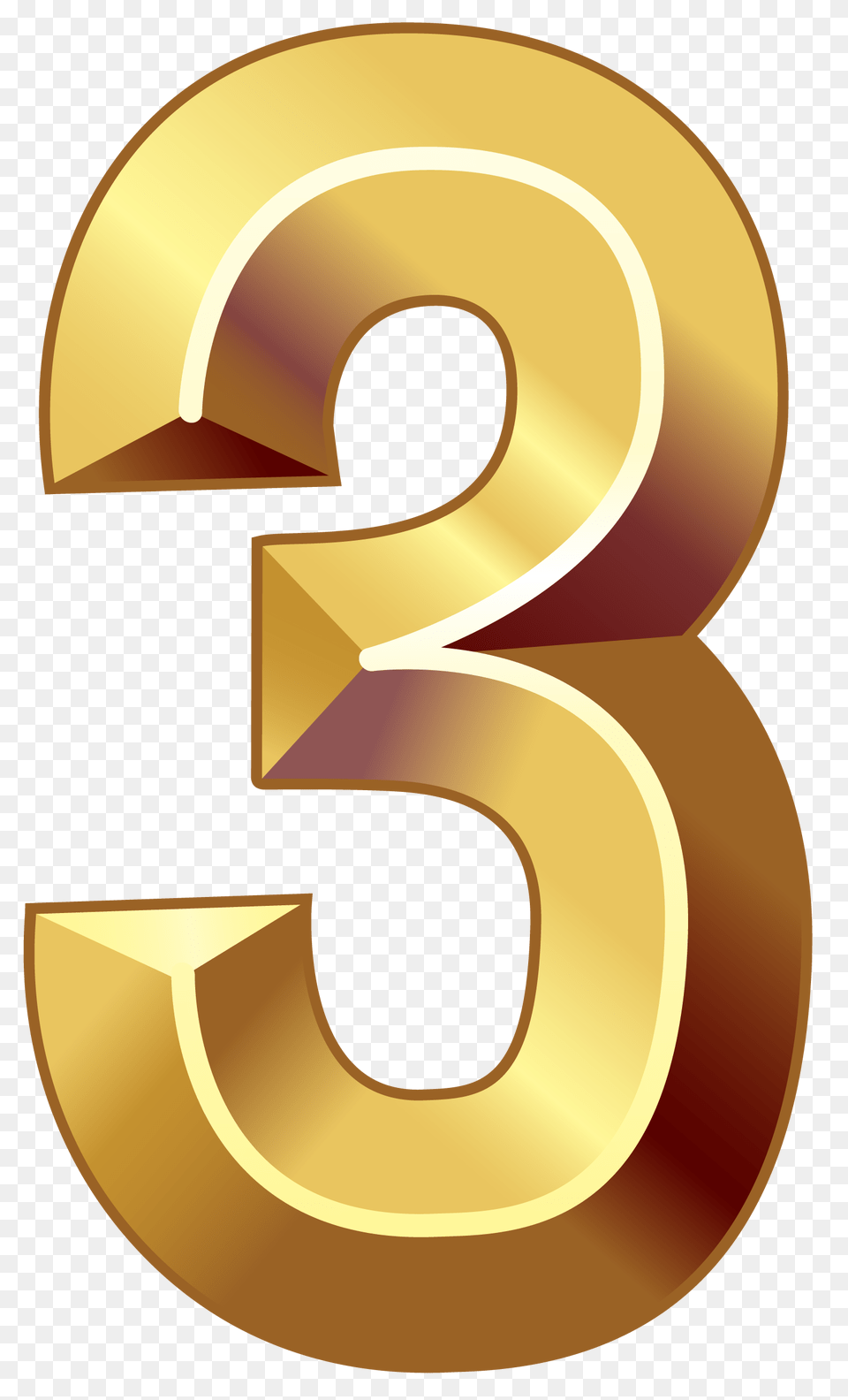 Gold Number Three Clipart, Symbol, Text, Disk Png Image