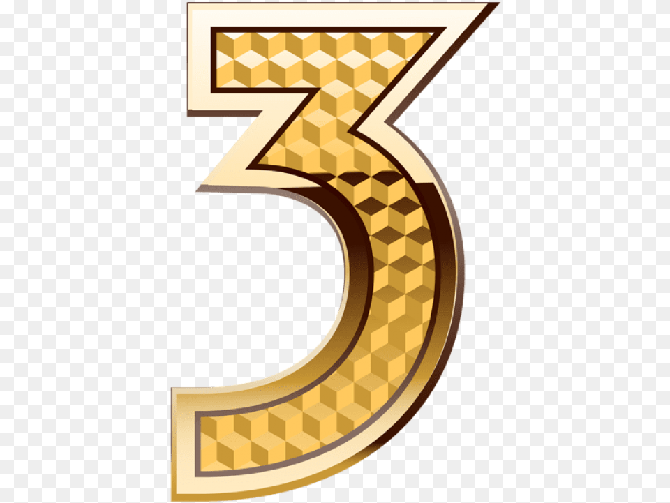 Gold Number Three Images Gold Three, Symbol, Text Free Png