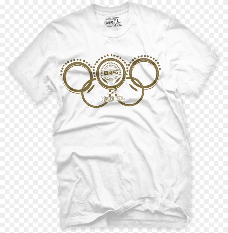 Gold Olympic Rings White T Shirt Bonneville Salt Flats T Real Recognize Real T Shirt, Clothing, T-shirt, Accessories Png Image