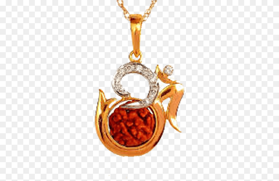 Gold Om Rudraksha Pendant Locket, Accessories, Jewelry, Smoke Pipe Free Transparent Png