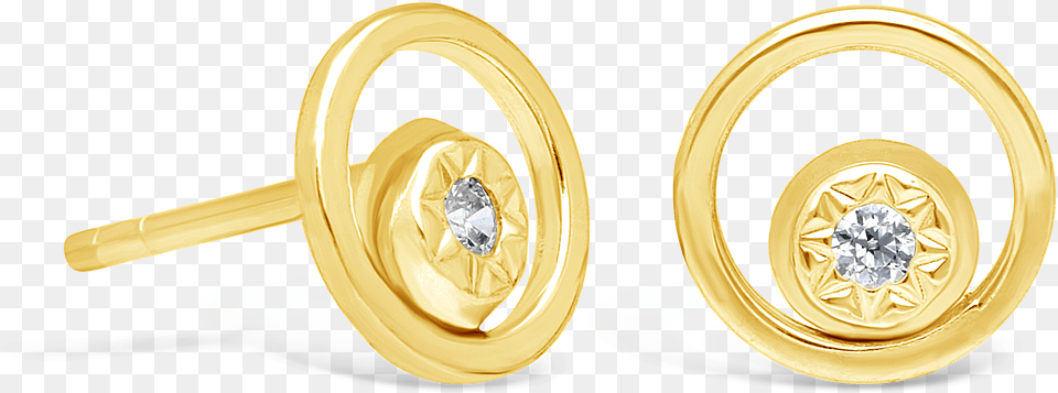 Gold Open Circle Stud Earring With Cz In The Inside Circle, Accessories, Jewelry, Diamond, Gemstone Png Image