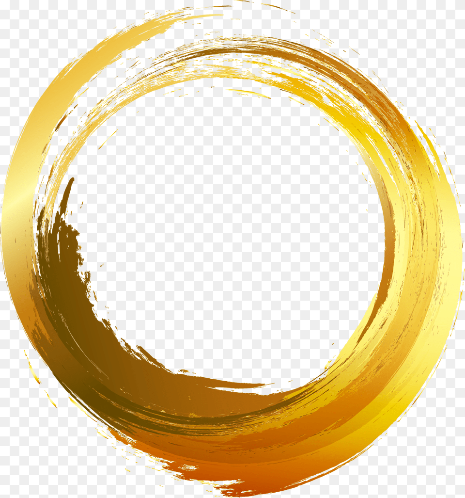 Gold Painted Vector Brush Ink Circle Painting Circle Brush Vector, Disk Free Png