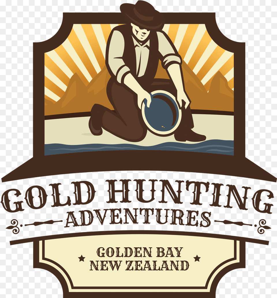 Gold Panning Hunting Adventures Golden Bay New Zealand Clip Art, Advertisement, Clothing, Poster, Vest Free Transparent Png