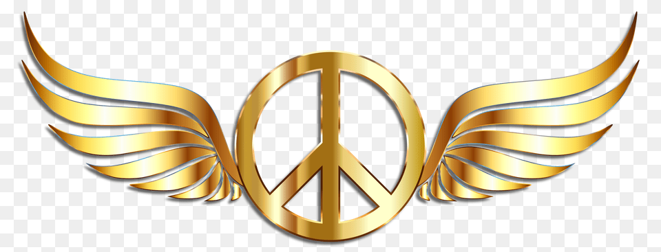 Gold Peace Sign Wings With Drop Shadow Icons, Emblem, Symbol, Logo Png