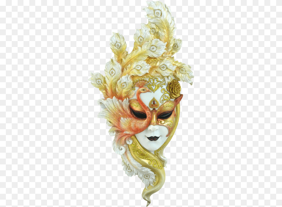 Gold Peacock Mask Wall Plaque Las Vegas Feather Mask, Carnival, Adult, Wedding, Person Free Png Download