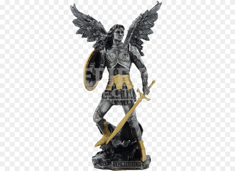 Gold Pewter St Saint Michael Archangel Patron Of Police, Adult, Male, Man, Person Free Png Download