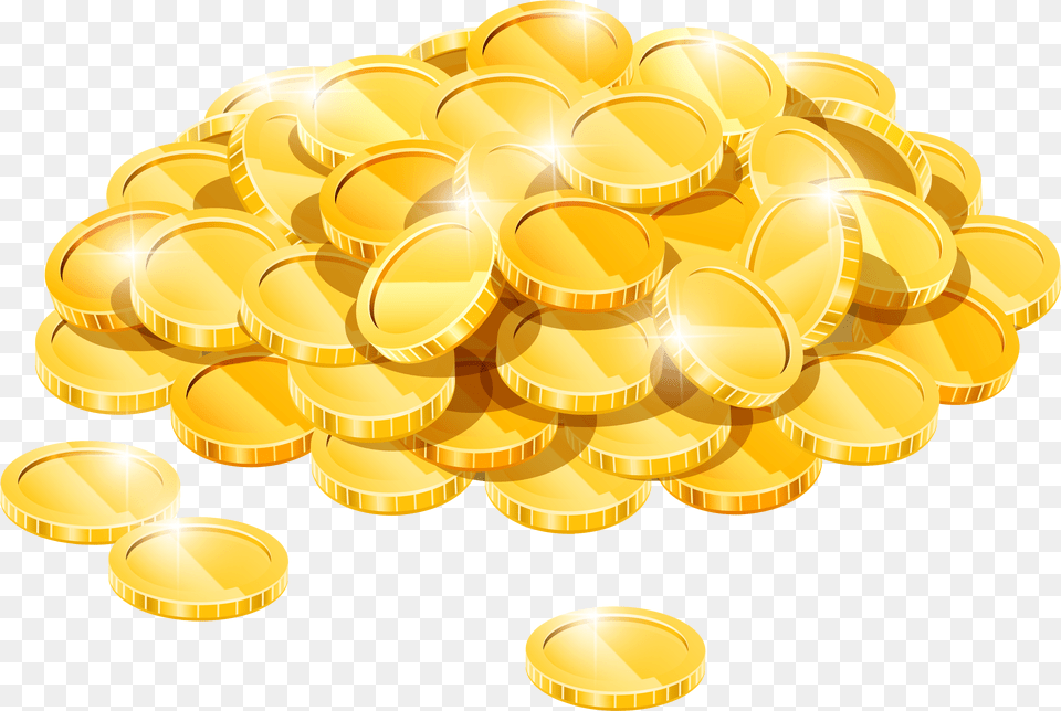 Gold Pile Gold Coins Clip Art, Treasure, Tape Free Png