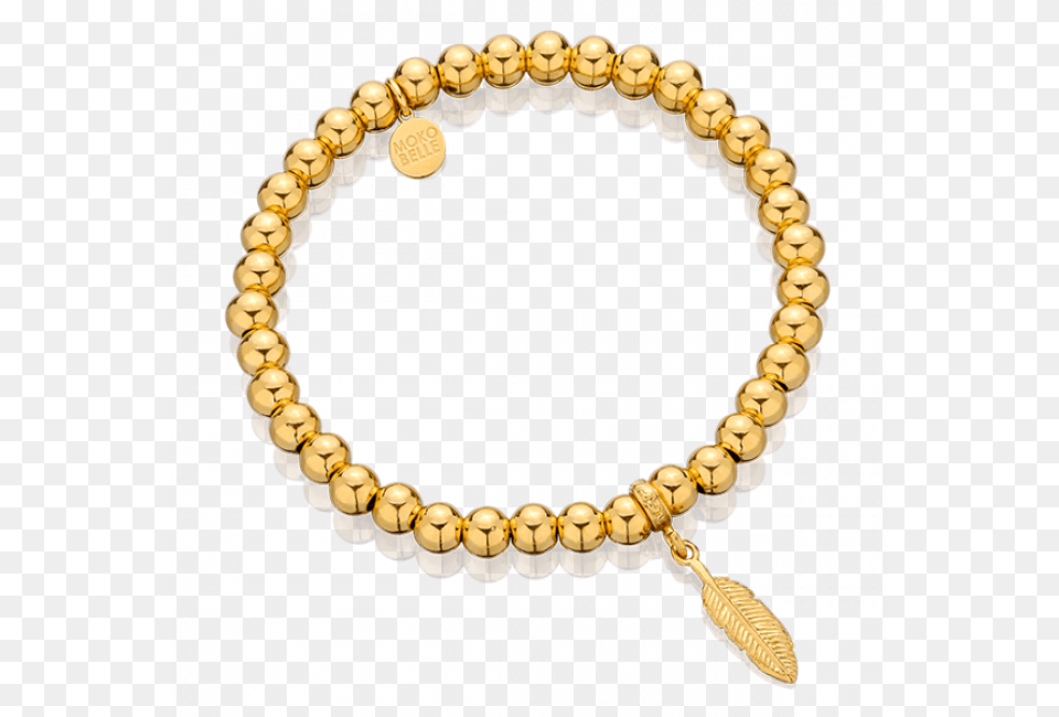 Gold Plated Beaded Bracelet With Feather Bracelet, Accessories, Jewelry, Necklace, Ornament Free Transparent Png