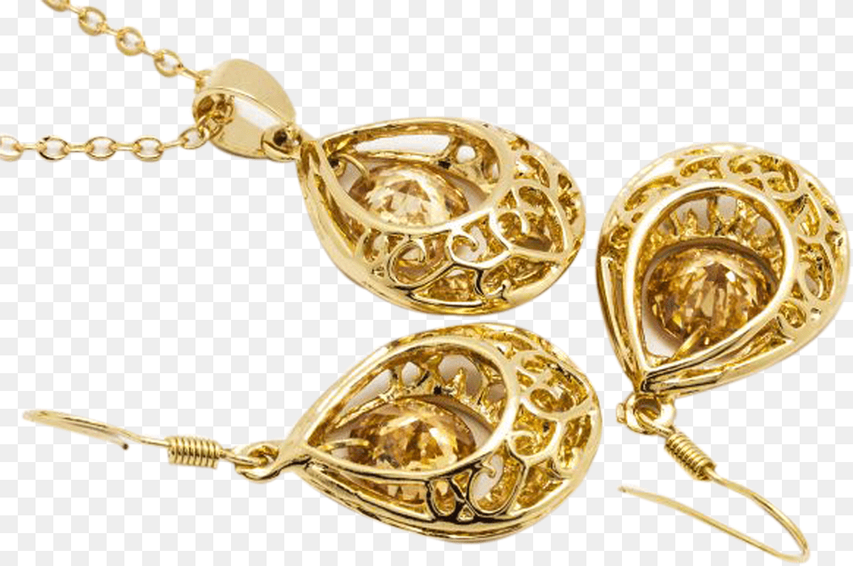 Gold Plated Jewellery Set Golden Locket, Accessories, Earring, Jewelry, Appliance Free Png Download