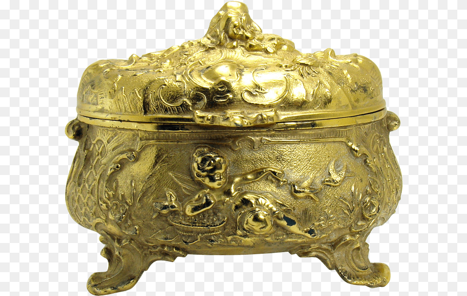 Gold Plated Jewelry Box With Lizards Crabs Putti Gold Plating, Bronze, Treasure, Art, Porcelain Free Transparent Png