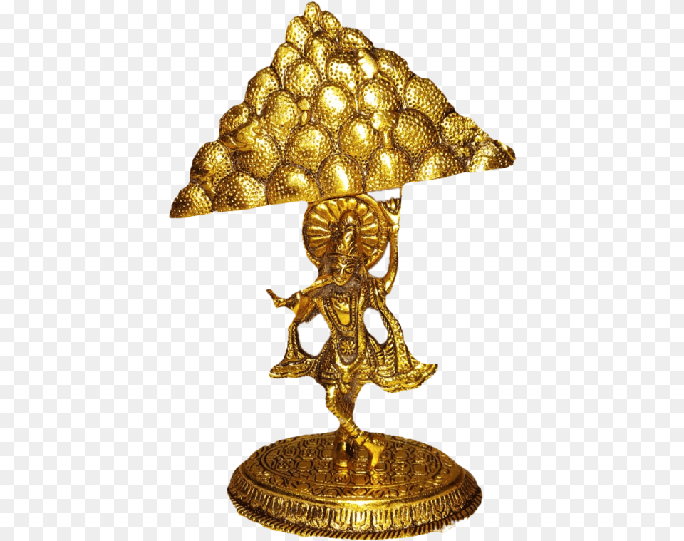 Gold Plated Krishna With Goverdhan Brass, Lamp, Chandelier, Bronze, Lampshade Free Transparent Png