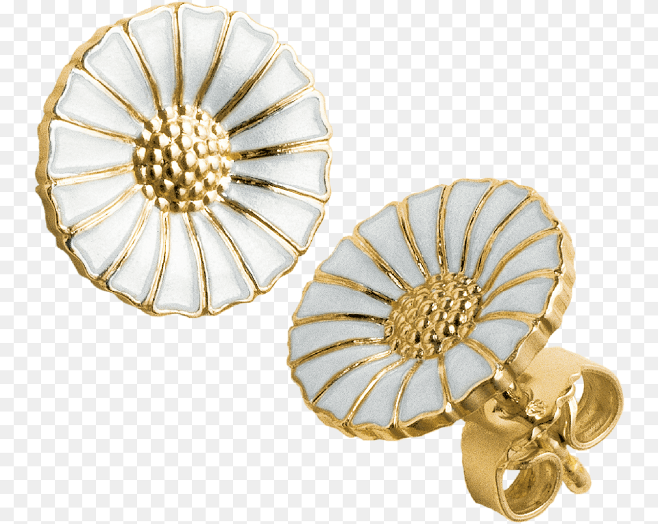 Gold Plated Sterling Silver With White Enamel Georg Jensen Daisy Earrings, Accessories, Earring, Jewelry, Brooch Free Png