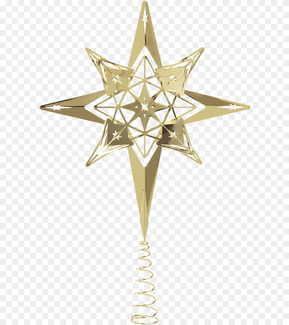 Gold Plated Top Star Create An Elegant Christmas Tree With Holmegaard, Star Symbol, Symbol, Cross Png