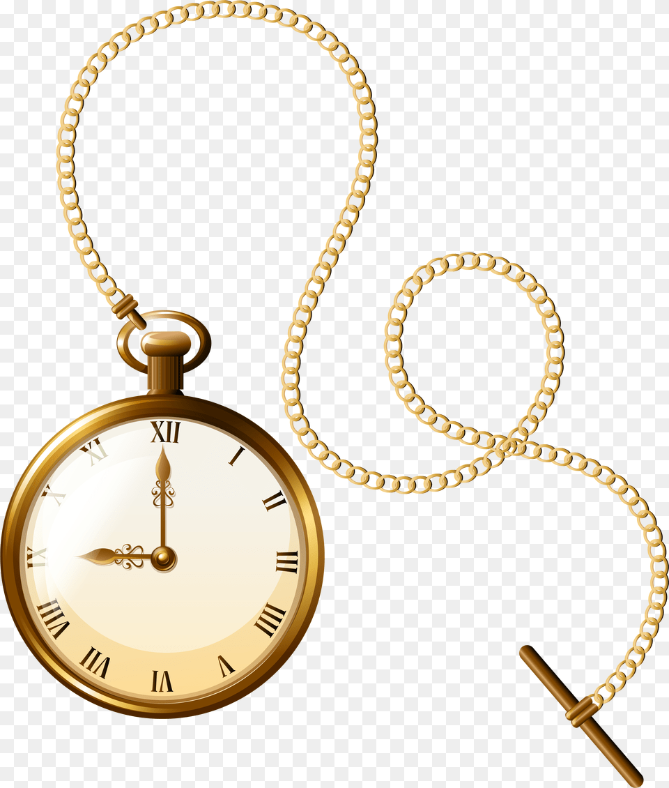 Gold Pocket Watch Clock Clip Art Pocket Watch With Chain Vector, Wristwatch, Accessories, Jewelry, Necklace Png