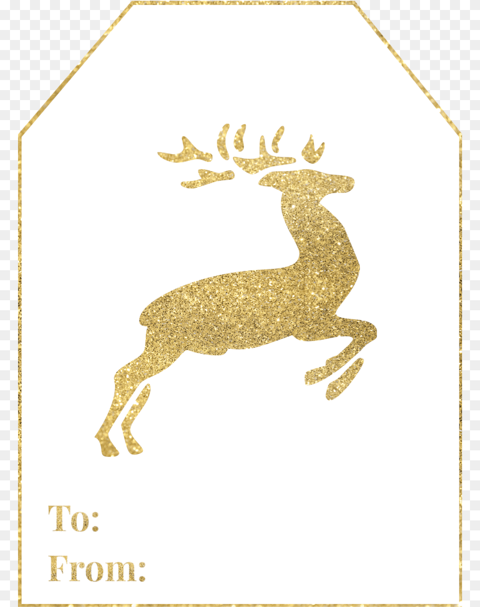 Gold Printable Christmas To From Tags Elk, Animal, Deer, Mammal, Wildlife Png
