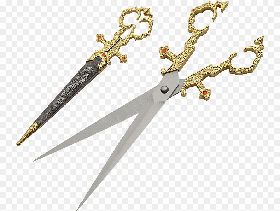 Gold Renaissance Scissors Golden Scissor Dagger, Blade, Knife, Weapon Free Png