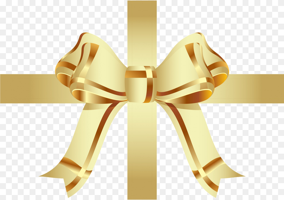 Gold Ribbon Bow Christmas Bows And Ribbons Free Png Download