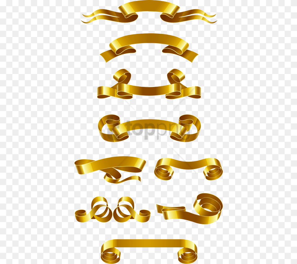 Gold Ribbons Vector, Text, Treasure Png Image