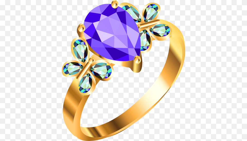 Gold Ring With Blue And Purple Diamonds, Accessories, Gemstone, Jewelry, Smoke Pipe Free Transparent Png