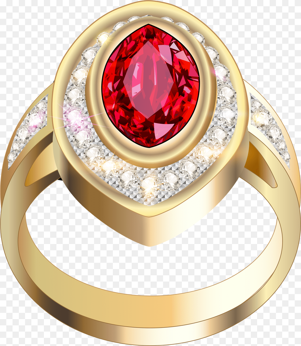 Gold Ring With Red Diamonds Joyera, Accessories, Jewelry, Gemstone, Diamond Free Png