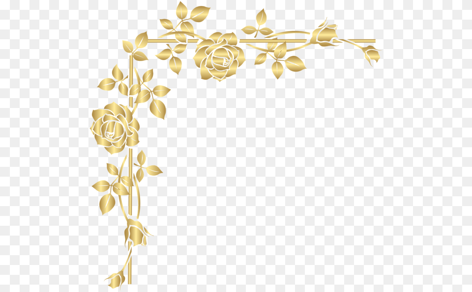 Gold Rose Corner Clip Art Image Gold Corner Border, Floral Design, Graphics, Pattern, Flower Free Png Download