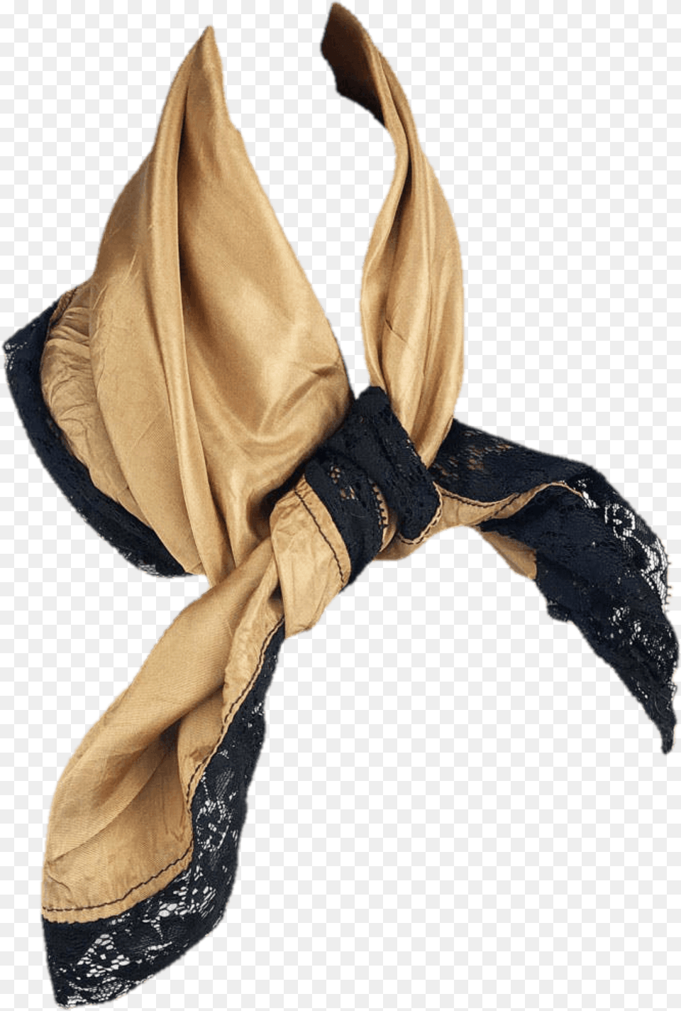Gold Satin Scarf With Lace Trim Solid, Clothing, Stole Png