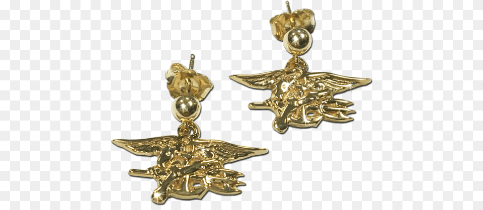 Gold Seal Trident Post Dangle Earrings United States Naval Special Warfare Command, Accessories, Earring, Jewelry, Treasure Png