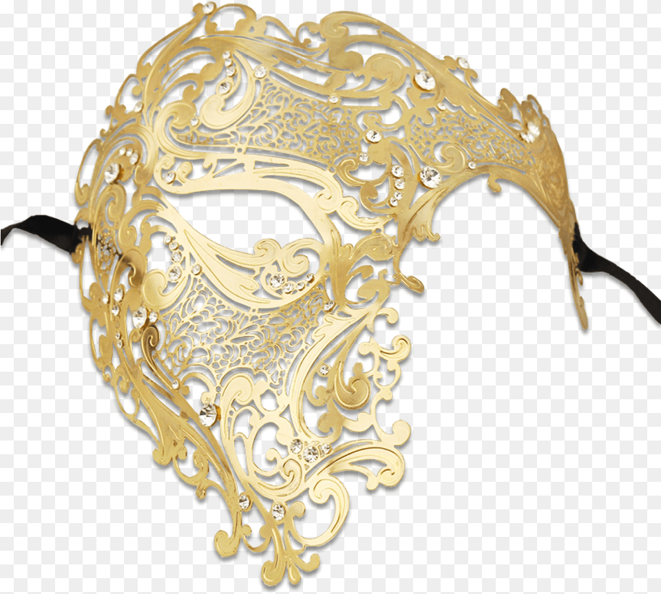 Gold Series Signature Phantom Of The Opera Half Face Phantom Of The Opera Mask Gold, Bronze, Accessories Png Image