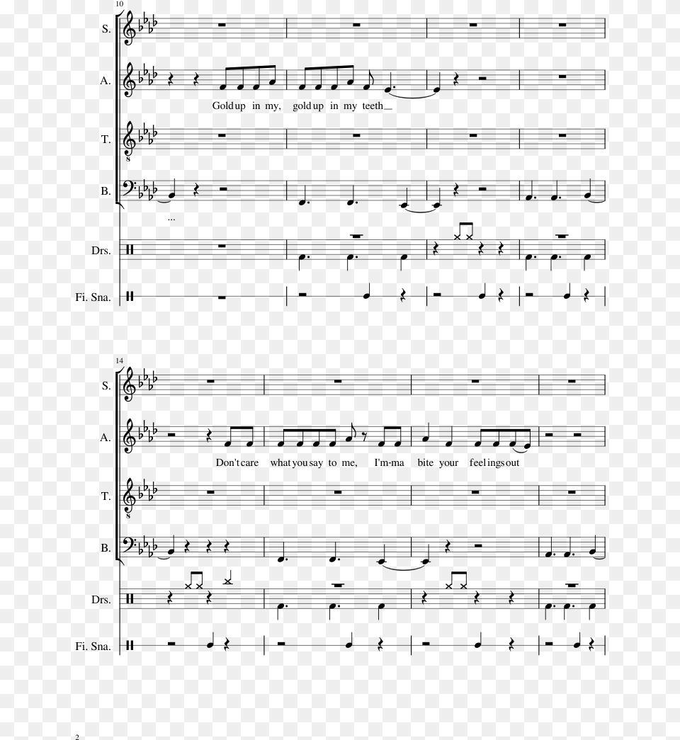 Gold Sheet Music Composed By Kiiara 2 Of 17 Pages Sheet Music, Gray Png Image
