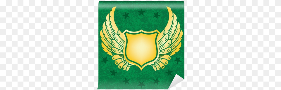 Gold Shield On Green Grunge Background Wall Mural Gold, Logo, Symbol, Emblem Png Image