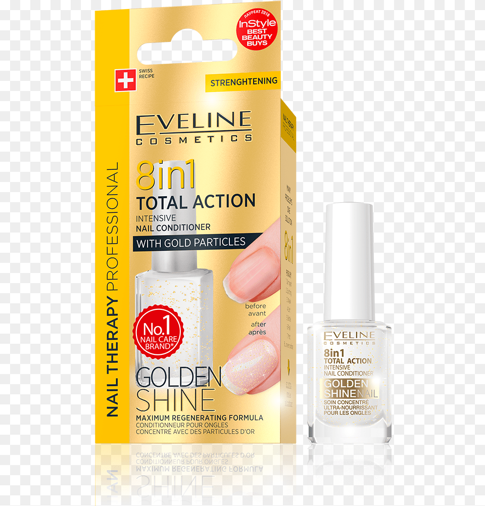 Gold Shine 8 In 1 Eveline Nail Conditioner, Bottle, Cosmetics, Perfume, Body Part Free Png Download