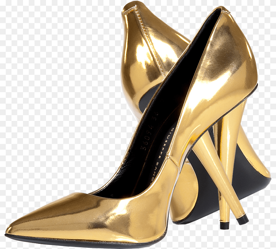 Gold Shoes Gold High Heels, Clothing, Footwear, High Heel, Shoe Png Image