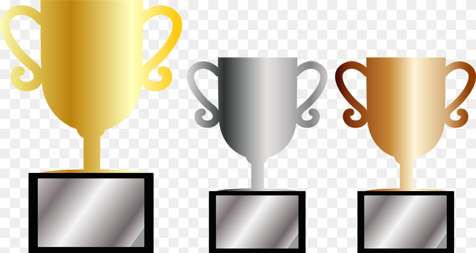 Gold Silver And Bronze Trophy Cups Clipart, Cup, Glass Free Transparent Png