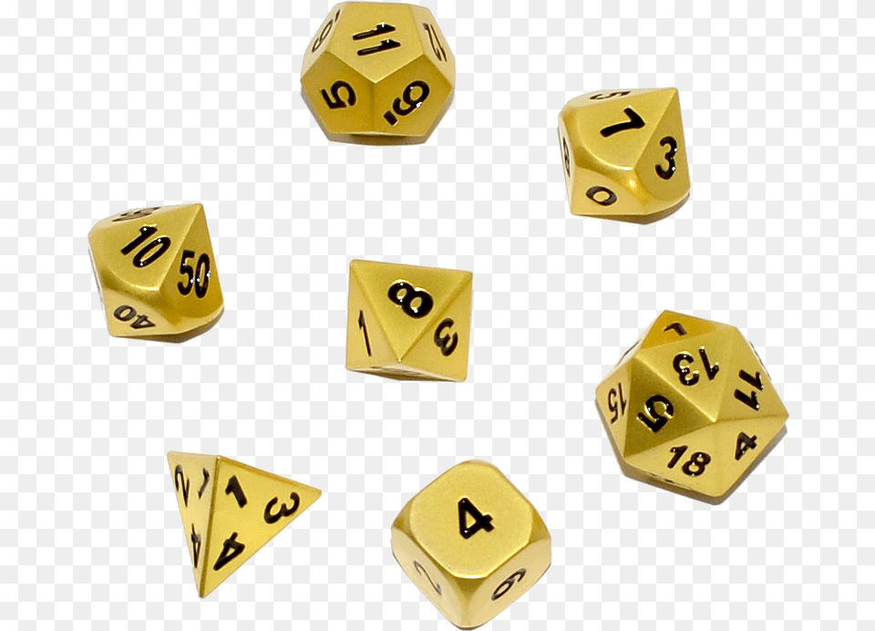 Gold Solid Metal Polyhedral Dampd Dice Set Dampd Dice Set, Game Png Image