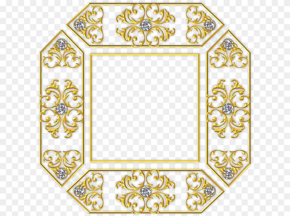 Gold Square Frame Golden Yellow Metal Metallic Portable Network Graphics, Pattern, Accessories, Art, Floral Design Free Transparent Png