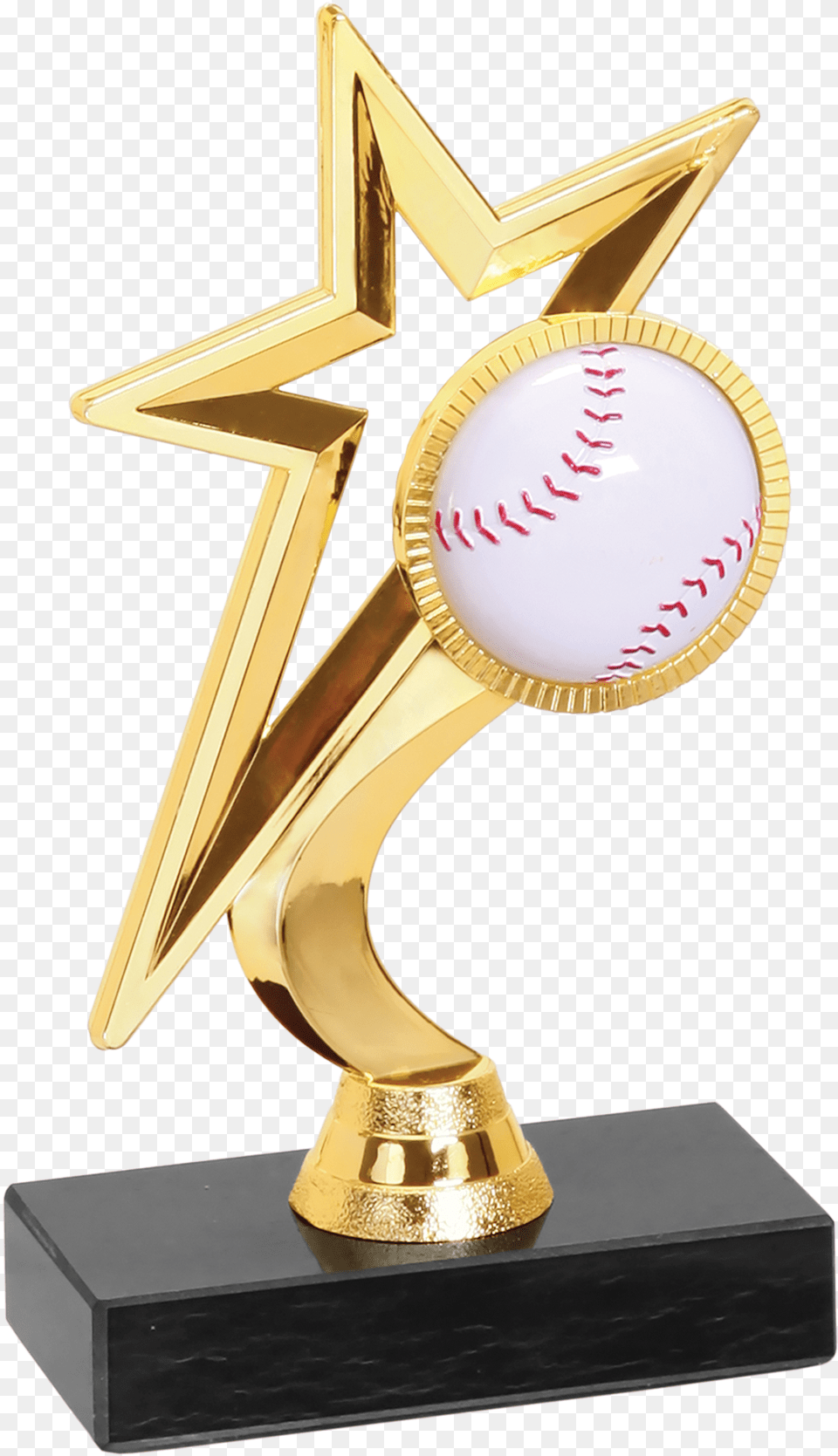 Gold Star Baseballsoftball Figure Trophy Trophy, Cross, Symbol Free Png Download