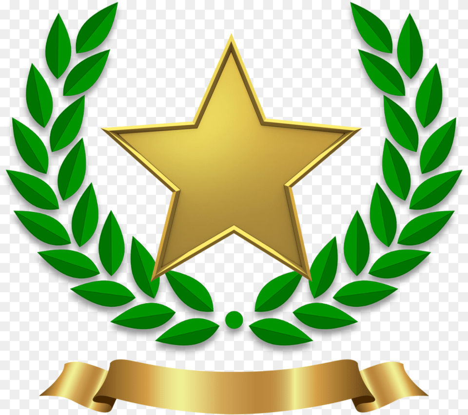 Gold Star Laurel Wreath, Symbol, Emblem Free Transparent Png