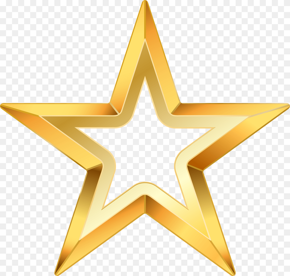 Gold Star Transparent Clip Art Background, Star Symbol, Symbol, Cross Free Png Download