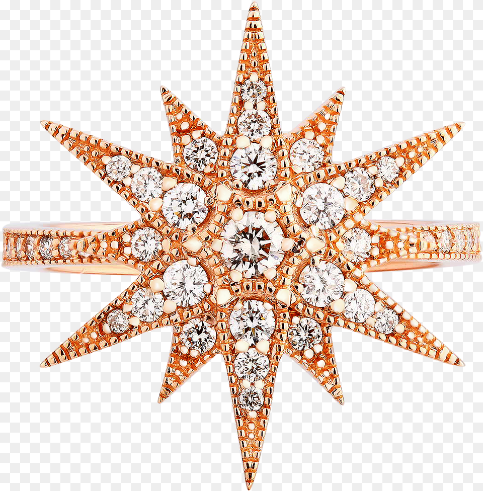 Gold Starburst Starburst Diamond Ring Itten The Motif, Accessories, Jewelry, Gemstone, Earring Free Png Download