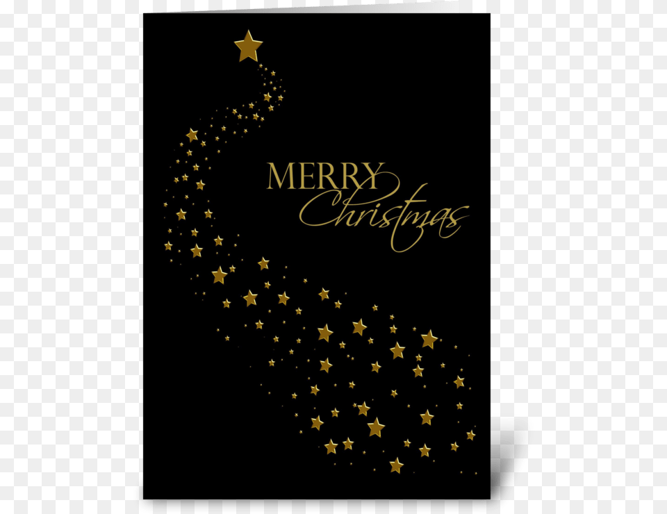 Gold Stars Black Christmas Greeting Greeting Card Merry Christmas, Confetti, Paper, Symbol, Text Free Png Download